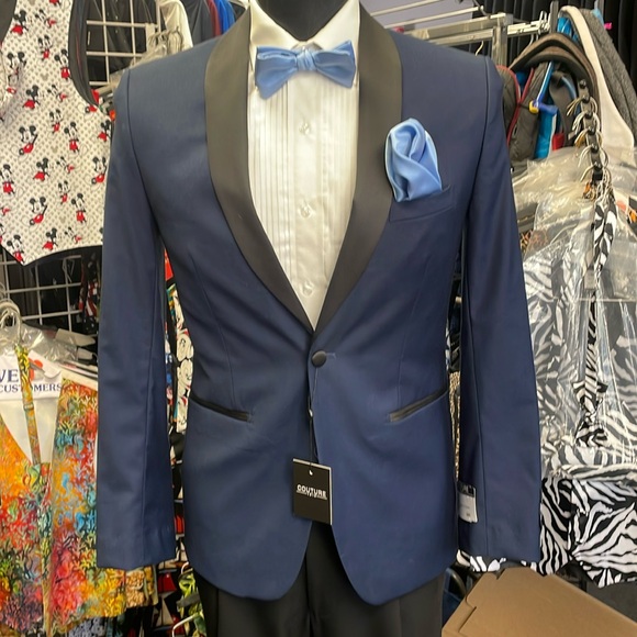 Navy with Black Shawl Lapel Tux Jacket Slim Stretch fit size 38 Reg NWT - Picture 1 of 4
